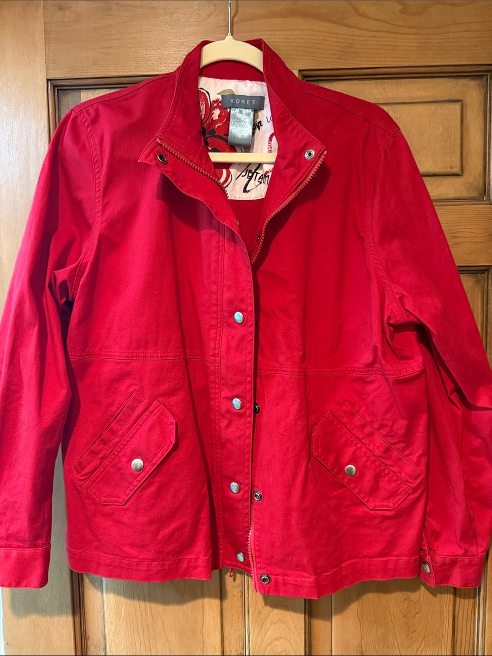 Koret Red Utility Jacket with Snap Flap Pockets